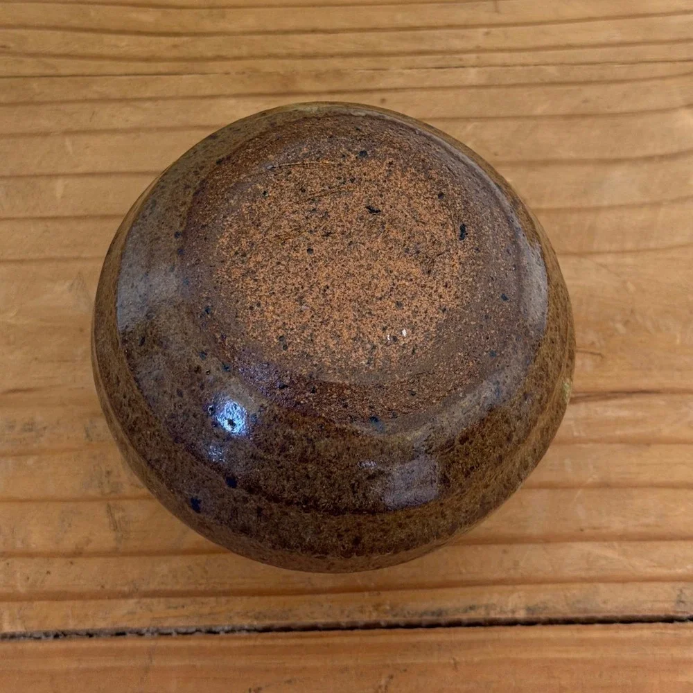 Studio Pottery Bud Vase Wabi Sabi Ash Glaze Stoneware Handmade Signed‎ Japandi